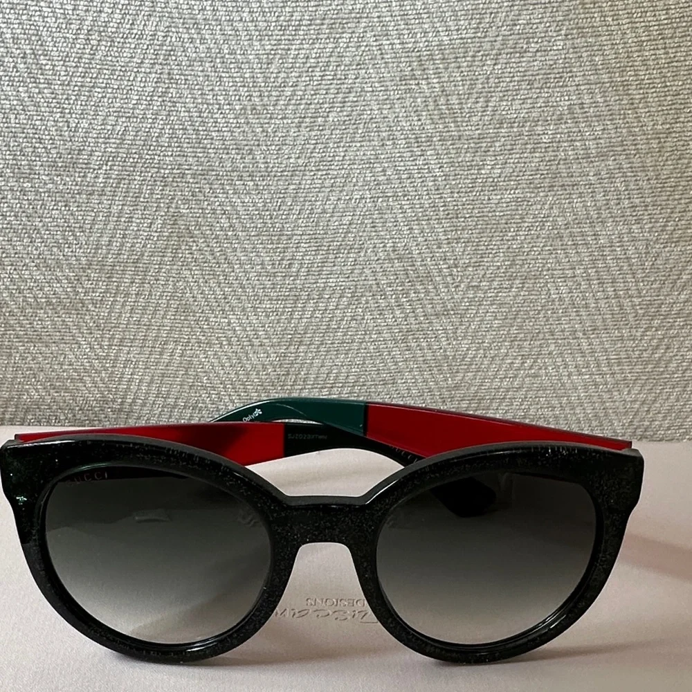 Gucci Glitter Black Green and Red Women's Sunglasses